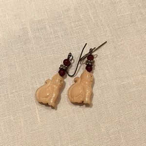 Stone cat earrings